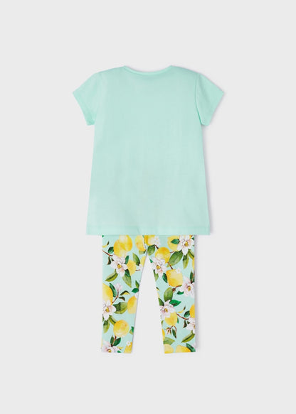 Conjunto 2 piezas estampado de algodón sostenible para niña Art. 23-03787-084 Aguamarina