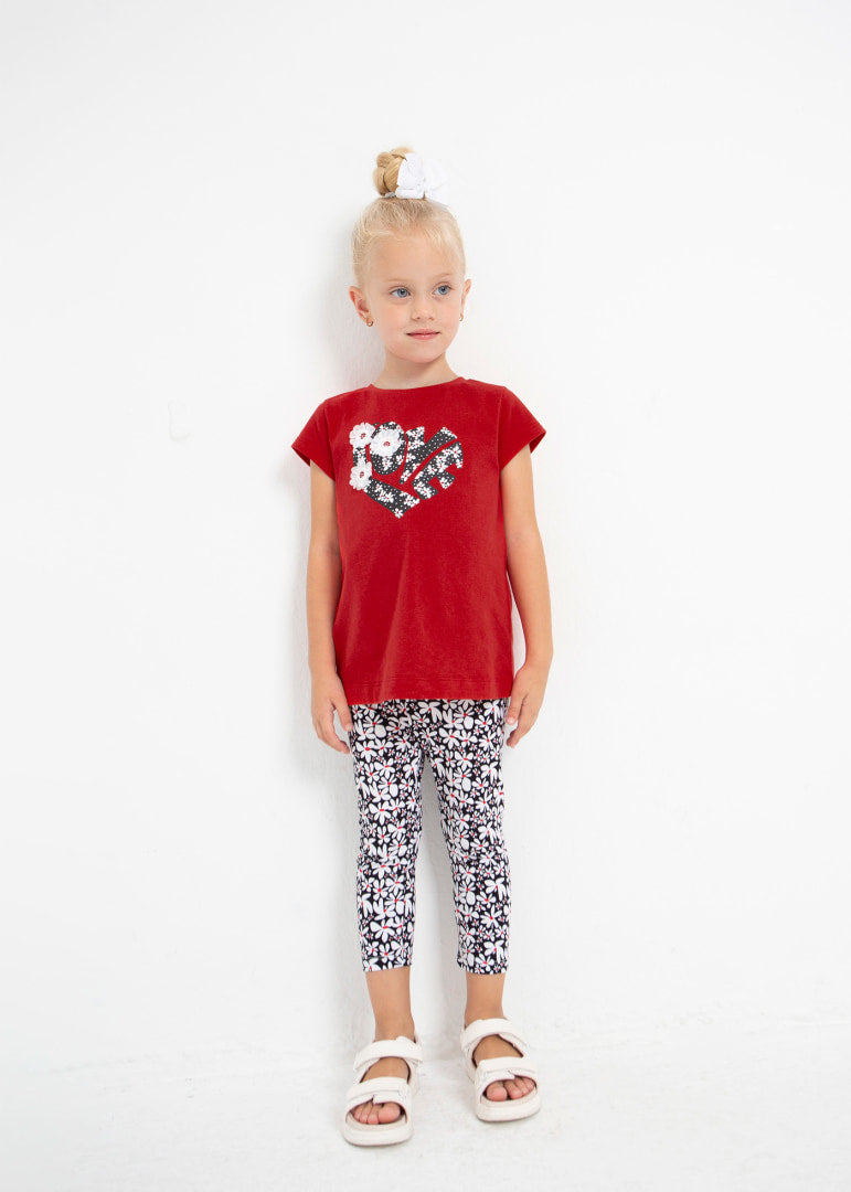 Conjunto 2 piezas estampado de algodón sostenible para niña Art. 23-03787-085 Rojo