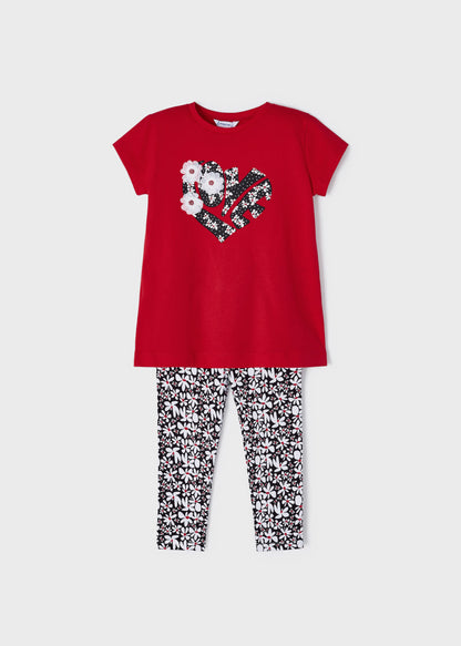 Conjunto 2 piezas estampado de algodón sostenible para niña Art. 23-03787-085 Rojo