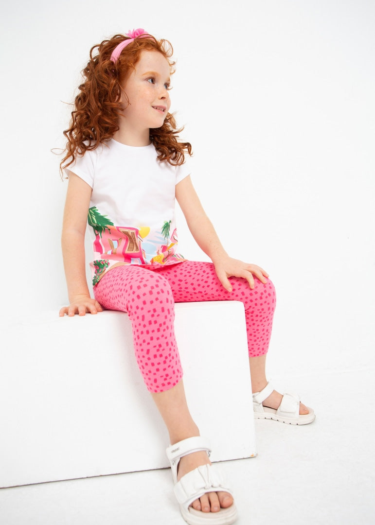 Conjunto 2 piezas estampado de algodón sostenible para niña Art. 23-03787-086 Blanco