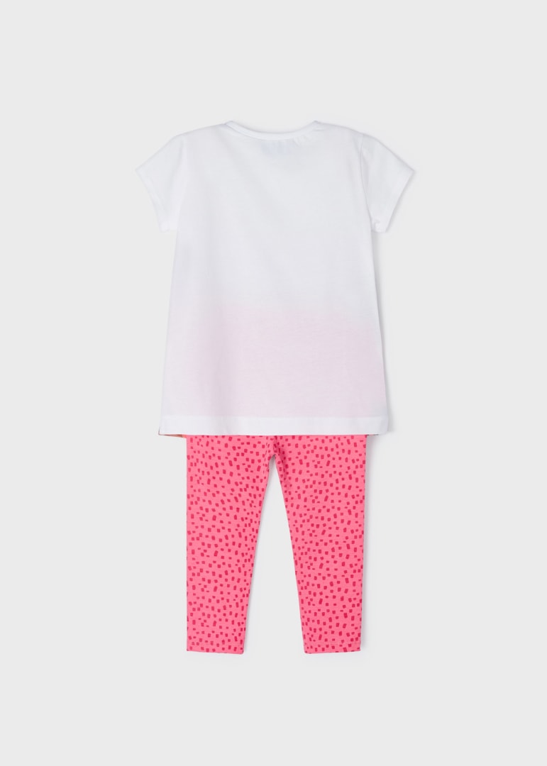 Conjunto 2 piezas estampado de algodón sostenible para niña Art. 23-03787-086 Blanco