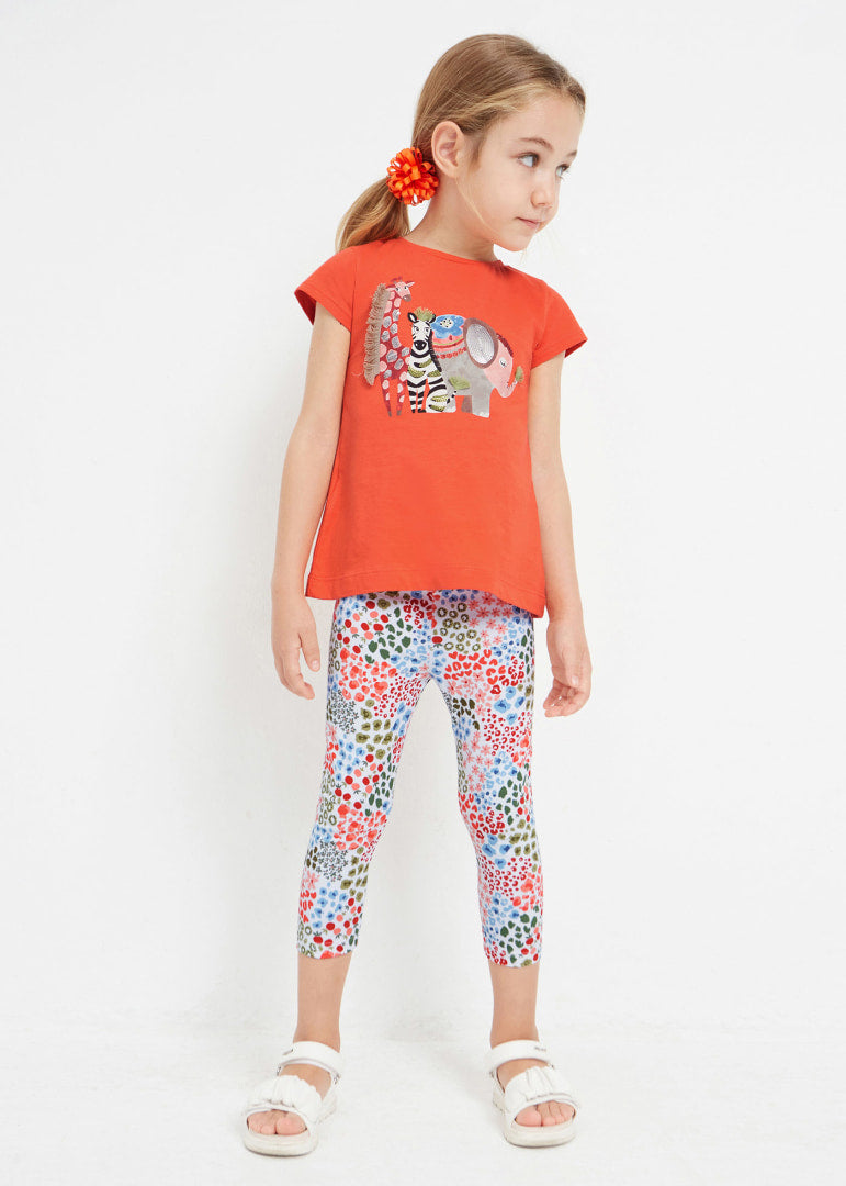 Conjunto 2 piezas estampado de algodón sostenible para niña Art. 23-03787-087 Naranja
