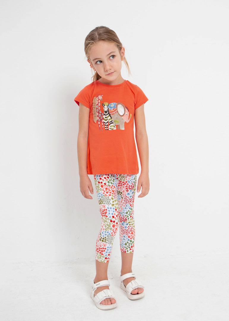 Conjunto 2 piezas estampado de algodón sostenible para niña Art. 23-03787-087 Naranja
