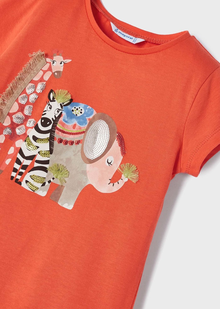 Conjunto 2 piezas estampado de algodón sostenible para niña Art. 23-03787-087 Naranja