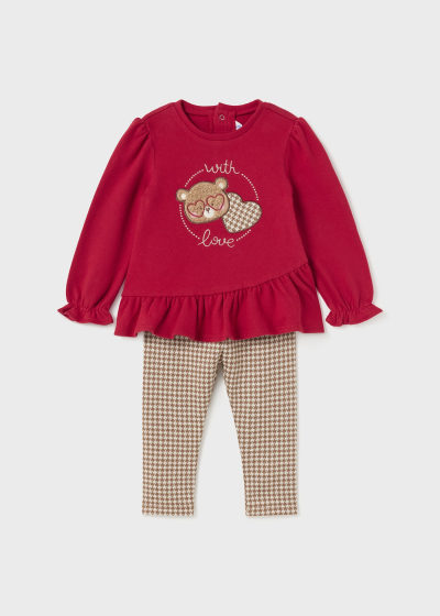 Conjunto 2 piezas legging estampado bebé Ref. 13-02771-010 Rojo