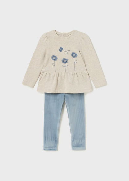 Conjunto 2 piezas legging terciopelo bebé Ref. 13-02765-087 Bluebell