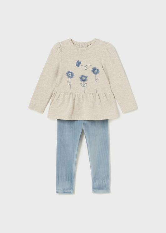 Conjunto 2 piezas legging terciopelo bebé Ref. 13-02765-087 Bluebell