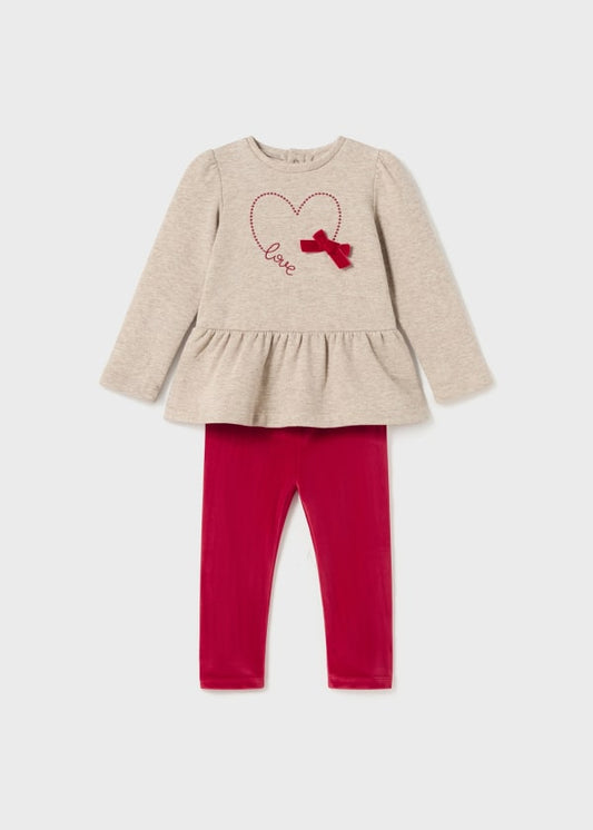 Conjunto 2 piezas legging terciopelo bebé Ref. 13-02765-088 Rojo