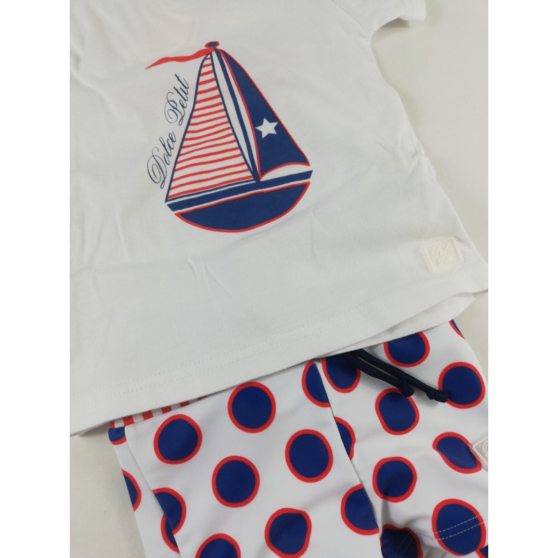 Camiseta Barco Velero para bebe DOLCE PETITE Ref 2401 Color Blanco