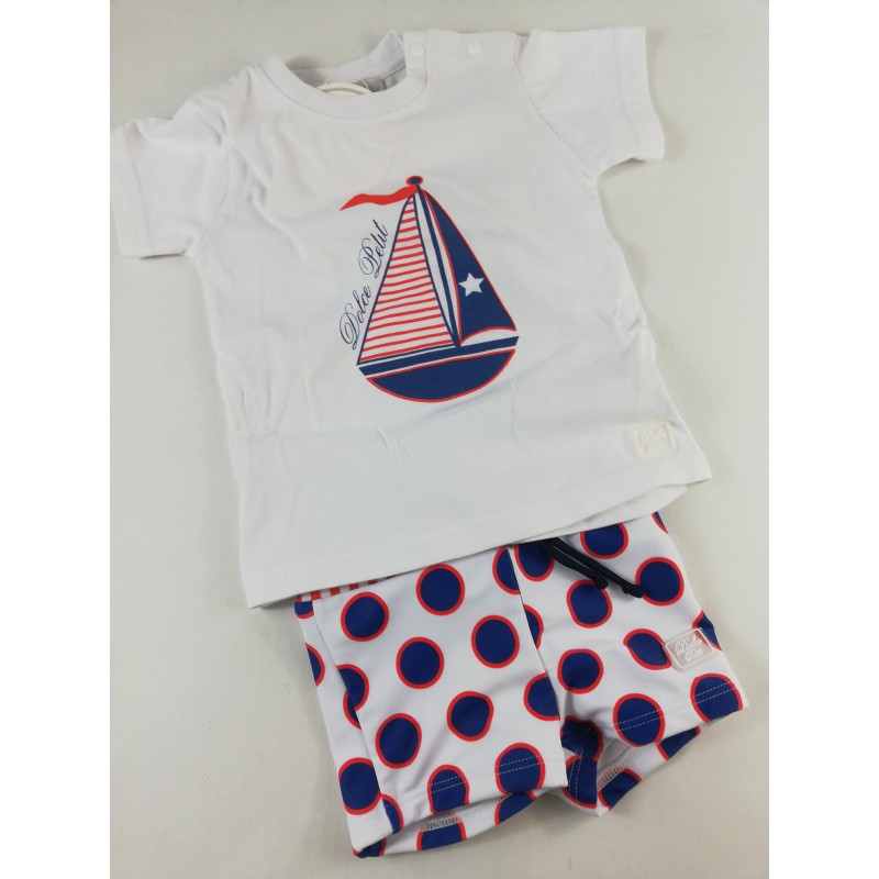Camiseta Barco Velero para bebe DOLCE PETITE Ref 2401 Color Blanco