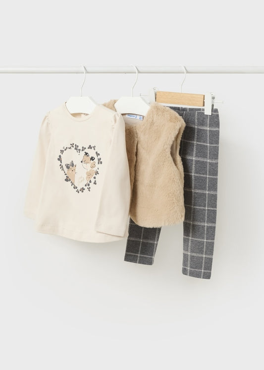 Conjunto 3 piezas chaleco pelo bebé Ref. 13-02766-081 Antracit v