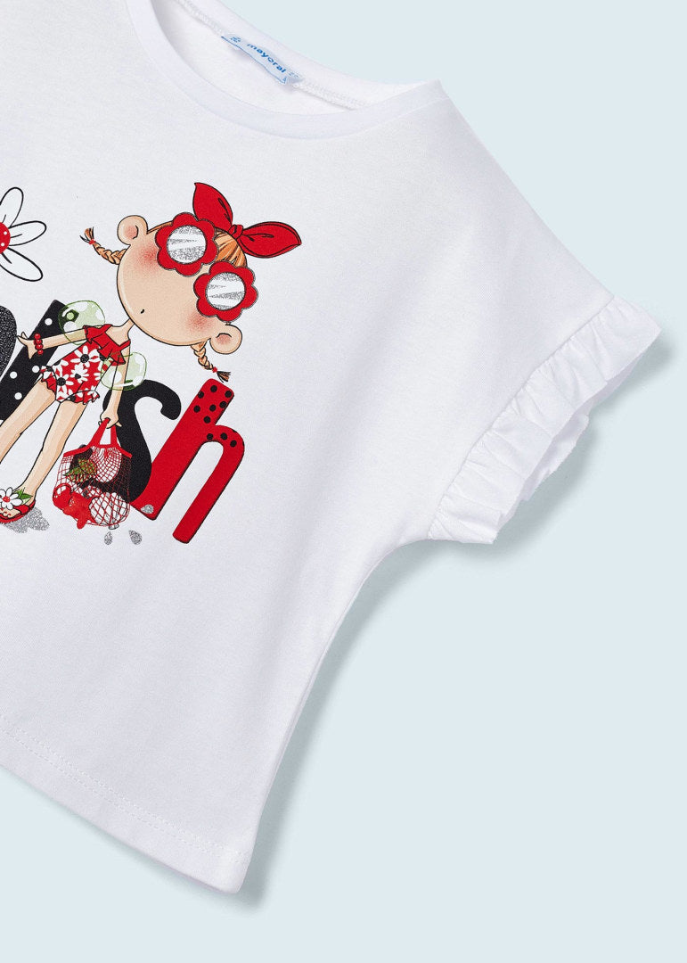 Conjunto 3 piezas con falda de algodón sostenible para niña Art. 23-03951-047 Rojo