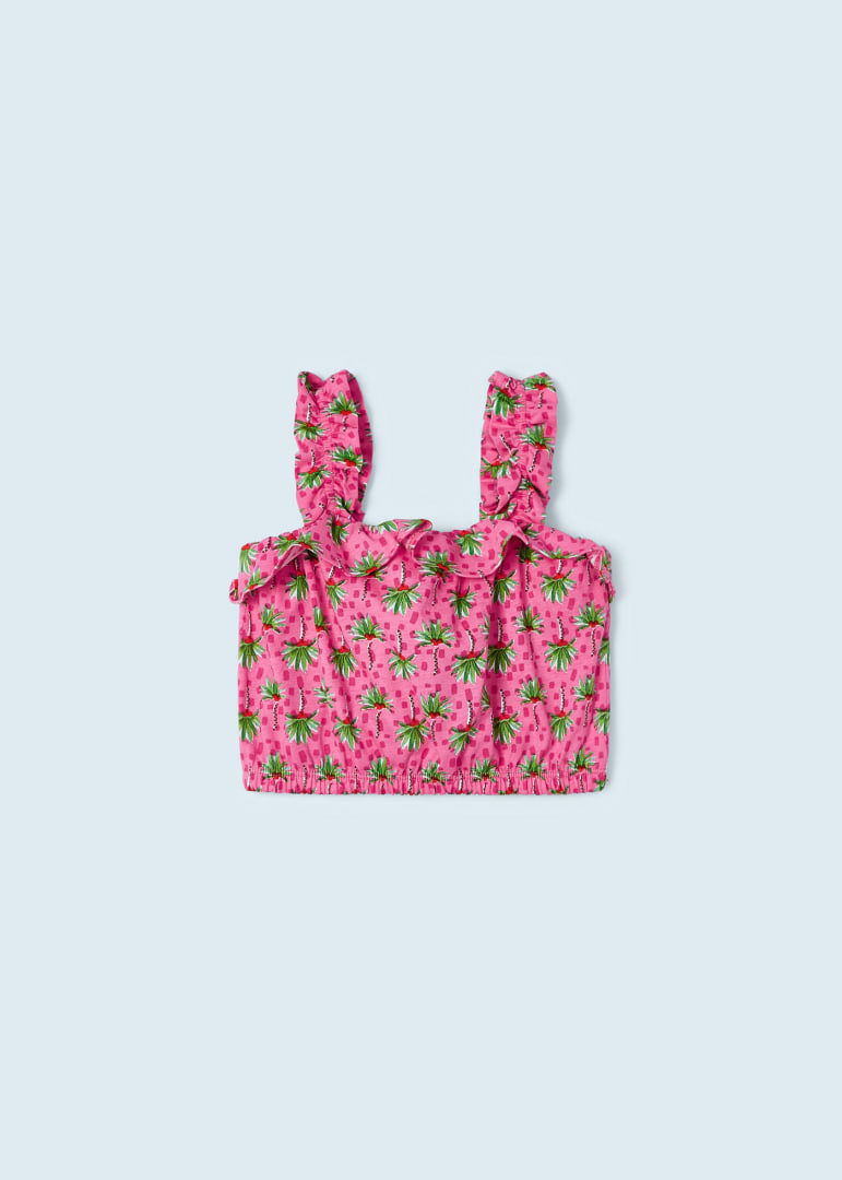 Conjunto 3 piezas con falda de algodón sostenible para niña Art. 23-03951-048 Peonia