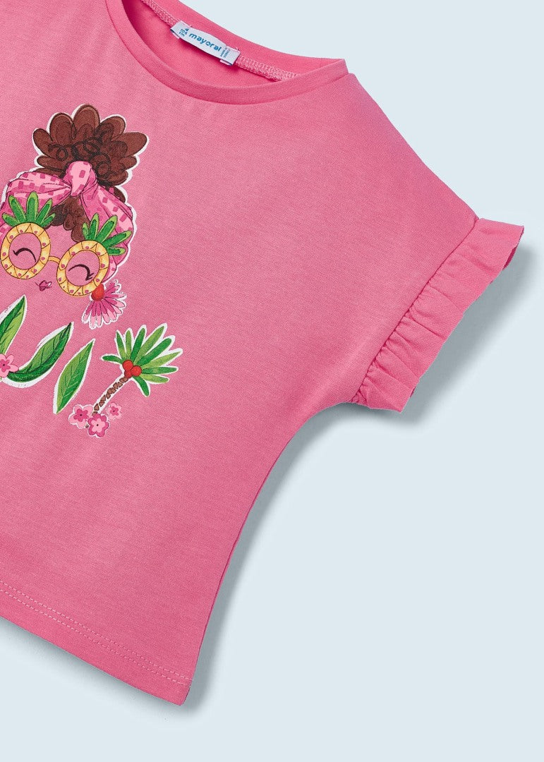 Conjunto 3 piezas con falda de algodón sostenible para niña Art. 23-03951-048 Peonia