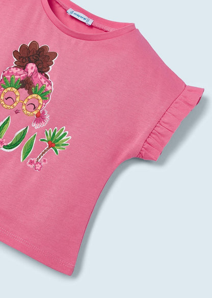 Conjunto 3 piezas con falda de algodón sostenible para niña Art. 23-03951-048 Peonia