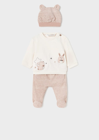 Conjunto 3 piezas de algodón para recién nacido Art. 23-01509-059 Crudo