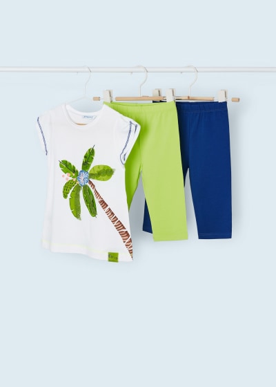 Conjunto 3 piezas de algodón sostenible para niña Sku 3786 Color Lima