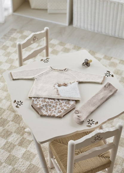 Conj. jersey tricot y leotard para bebé MAYORAL Ref. 13/2234/32 Milk vig