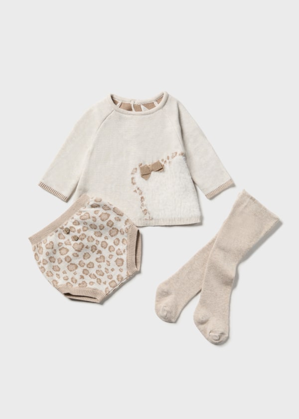 Conj. jersey tricot y leotard para bebé MAYORAL Ref. 13/2234/32 Milk vig