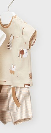 Conjunto algodón bebe camiseta blanca y pantalón camel mayoral  Ref 1650-70 Safari