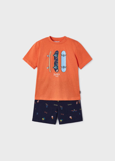 Conjunto con motivo estampado en algodón sostenible para niño Sku  3676 Color Pomelo