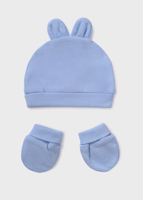Conj. gorro y manoplas para bebé MAYORAL Ref. 13/19340/36 Cielo