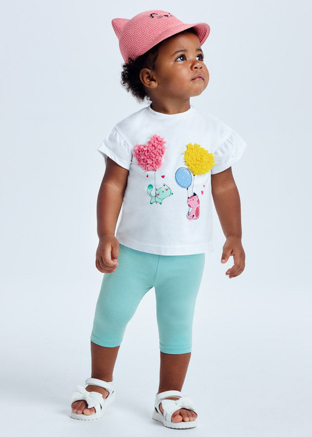 Leggings Bebe Niña Gatos SKU 1722 Color Aguamarina