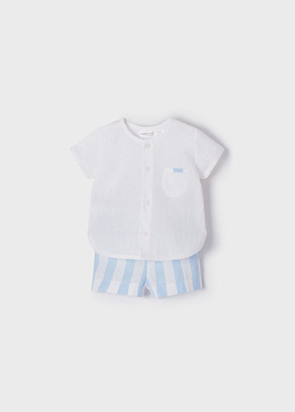 Conjunto 2 Pz Bebé Niño Camisa Cuello Mao Pantalón Corto para bebe MAYORAL Ref  1213/15 Bluebell