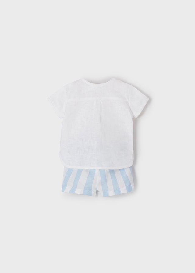 Conjunto 2 Pz Bebé Niño Camisa Cuello Mao Pantalón Corto para bebe MAYORAL Ref  1213/15 Bluebell