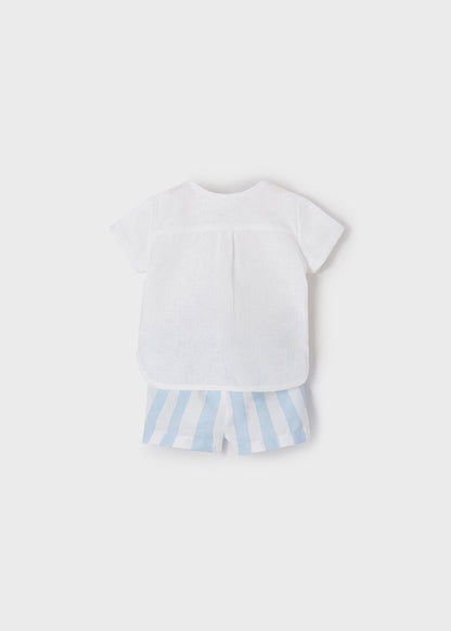 Conjunto 2 Pz Bebé Niño Camisa Cuello Mao Pantalón Corto para bebe MAYORAL Ref  1213/15 Bluebell