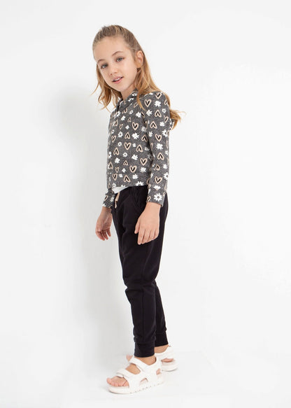 Conjunto pants 2 piezas con sudadera estampada para niña Art. 23-03851-029 Negro