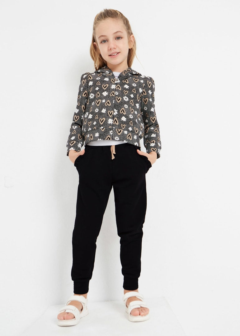 Conjunto pants 2 piezas con sudadera estampada para niña Art. 23-03851-029 Negro