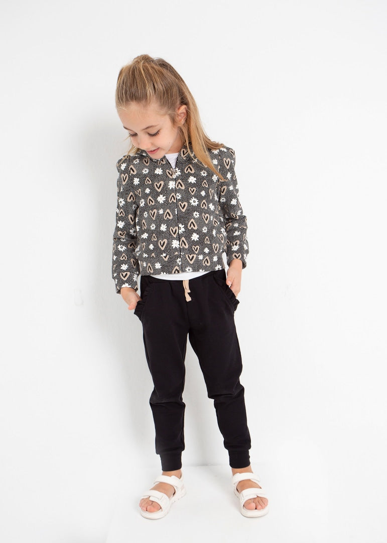 Conjunto pants 2 piezas con sudadera estampada para niña Art. 23-03851-029 Negro