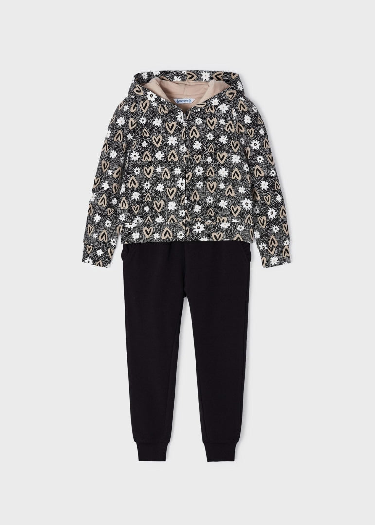 Conjunto pants 2 piezas con sudadera estampada para niña Art. 23-03851-029 Negro