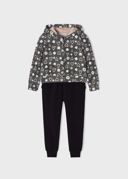 Conjunto pants 2 piezas con sudadera estampada para niña Art. 23-03851-029 Negro