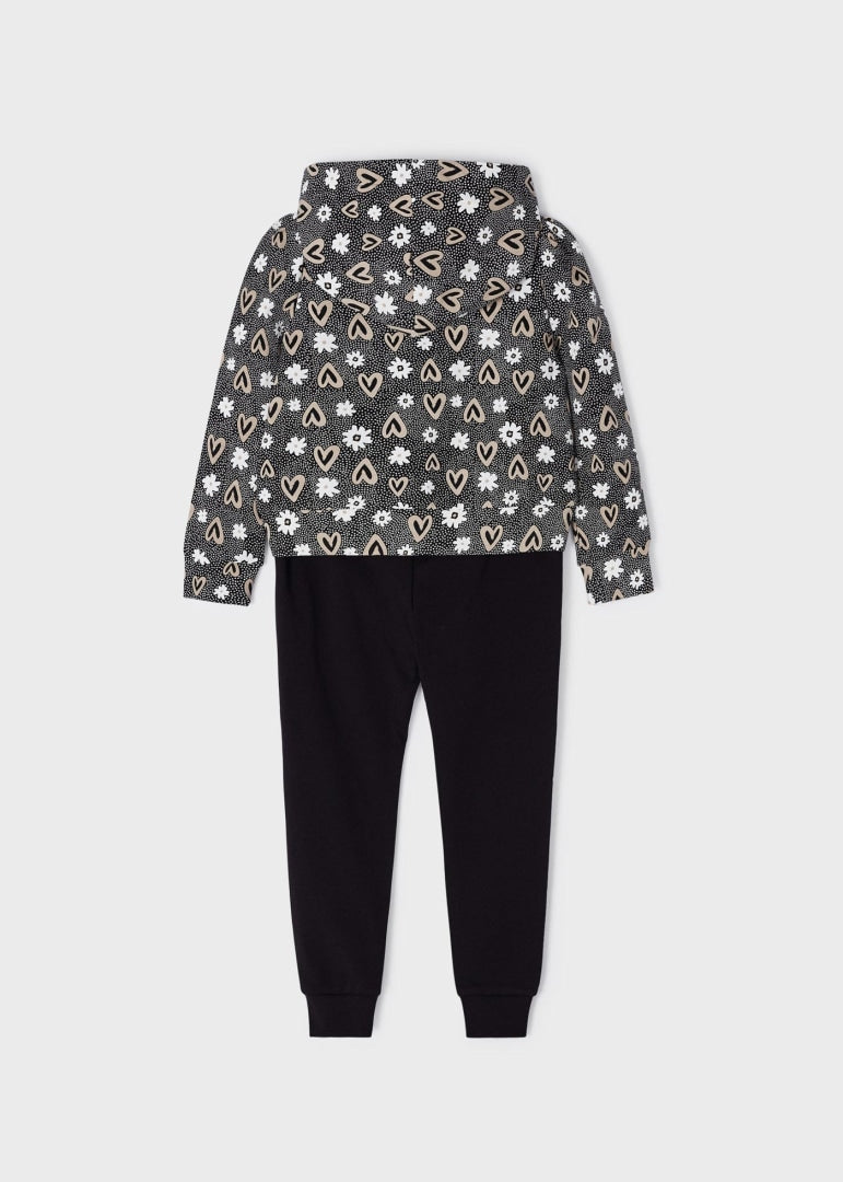 Conjunto pants 2 piezas con sudadera estampada para niña Art. 23-03851-029 Negro