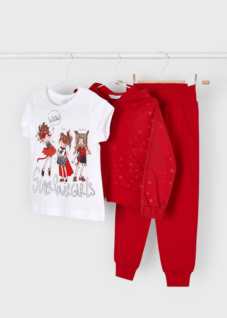 Conjunto pants 3 piezas de algodón sostenible para niña Art. 23-03850-044 Rojo