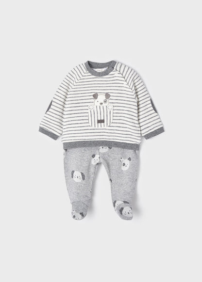 Conjunto pantalón con jacquard para recién nacido ECOFRIENDS Art. 12-02512-077 Fog vig