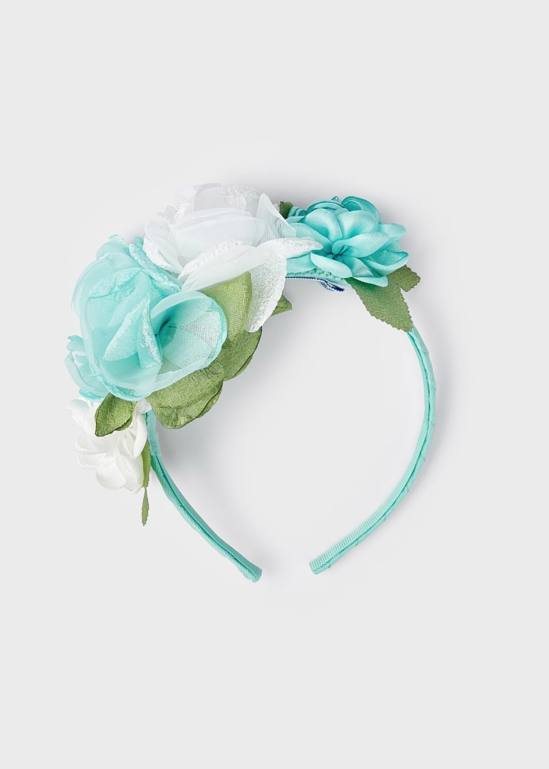 Diadema con aplique floral para niña Art. 23-10485-071 Agua