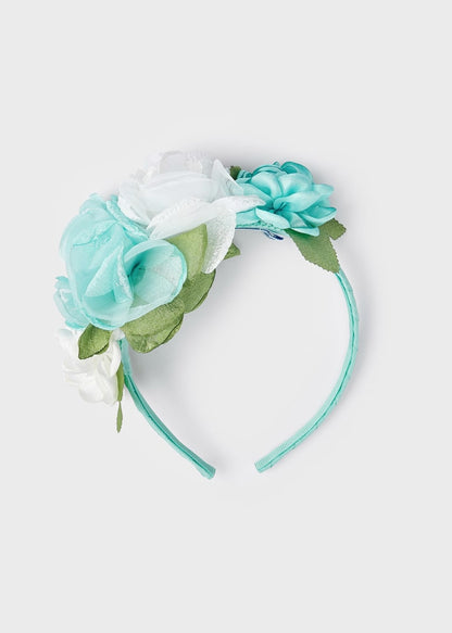 Diadema con aplique floral para niña Art. 23-10485-071 Agua