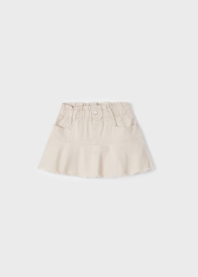 Falda con holán de algodón sostenible para niña Sku 3902 Color 41 Avena