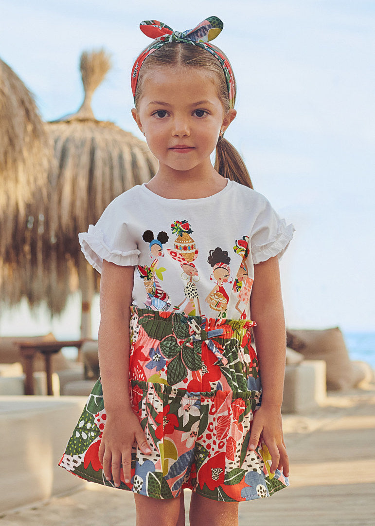 Falda-pantalón con estampado para niña Art. 23-03907-070 Naranja