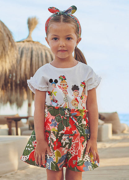 Falda-pantalón con estampado para niña Art. 23-03907-070 Naranja