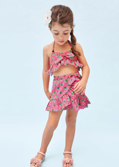 Falda tipo pareo estampada de algodón sostenible para niña Art. 23-03905-065 Peonia