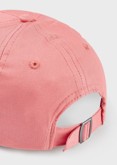 Gorra con motivo bordado de algodón sostenible para niña Sku 10482 Color 56 Coral
