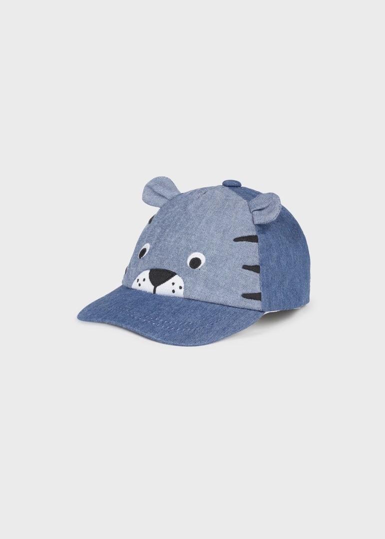 Gorra con motivo estampado de algodón para recién nacido Art. 23-09608-042 Tejano