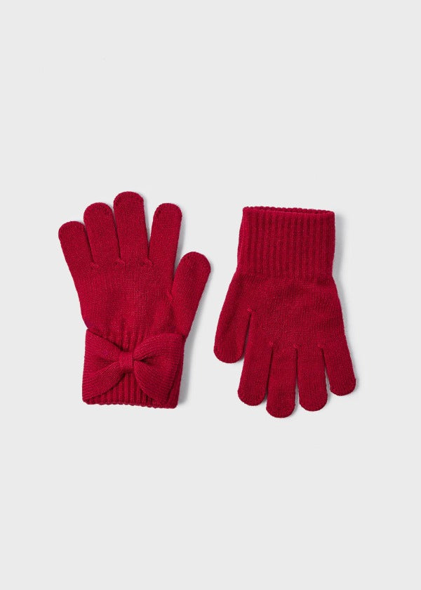 Guantes tricot moño niña MAYORAL  Ref. 13-10586/017 Rojo