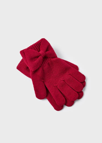 Guantes tricot moño niña MAYORAL  Ref. 13-10586/017 Rojo