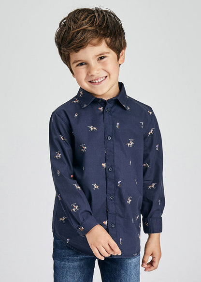 Camisa M/L Estampado Digital Sku 4170 Color 41 Marino