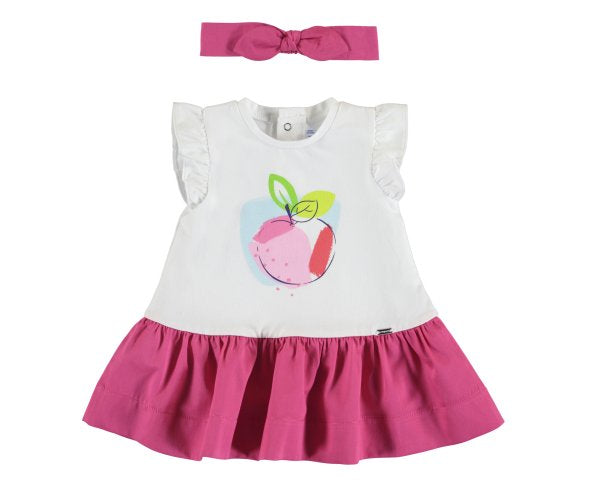 Conjunto 2 Pz Bebe Niña Vestido Moño  SKU 1912 Color Fucsia